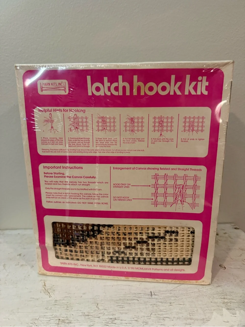 NOS Vintage 70s National Yarn Crafts Latch Hook Rug Kit 9540 Cattails- Sealed